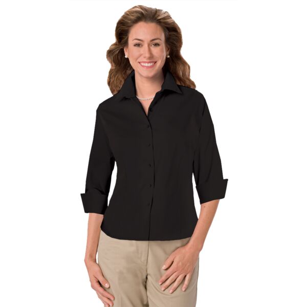 LADIES 3/4 SLEEVE PEACHED FINE LINE TWILL SHIRT Thumbnail
