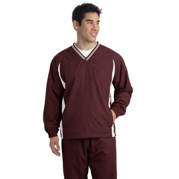 Tipped V Neck Raglan Wind Shirt Thumbnail