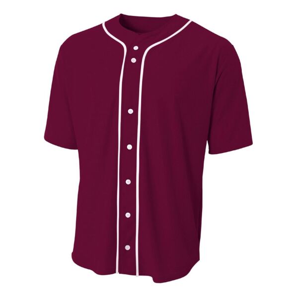 Men`s Short Sleeve Full Button Baseball Top Thumbnail