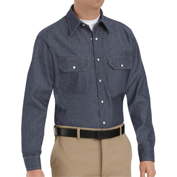 Deluxe Denim Long Sleeve Shirt Long Sizes Thumbnail