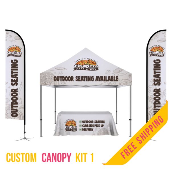 Canopy Kit 1 - Canopy, 2 Feather Flag, Table Throw Thumbnail