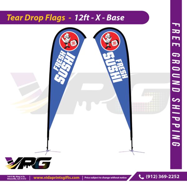 12 ft. Large Sunbird Flag-Teardrop-XBase Thumbnail